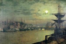 Art Oil painting John-Atkinson-Grimshaw-Baiting-the-Lines-Whitby cityscape picture