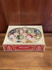 Shiny Brite vintage Christmas ornaments frosted 12 in package NOS multicolored picture