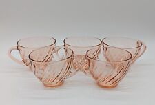 Vintage Arcoroc France Pink Twisted Swirl Rosaline Coffee Tea Cups Set Of 5 picture