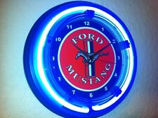 Ford Mustang Auto Garage Man Cave Bar Neon Wall Clock Advertising Sign picture