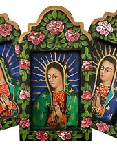 VIRGIN GUADALUPE Nicho, Mexican Retablo Virgin Mary, Altar Ofrenda Nicho picture
