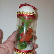 ⭐️ VINTAGE Mid Century plastic tube ornament Flocked Cardinal 1960s (G8) picture