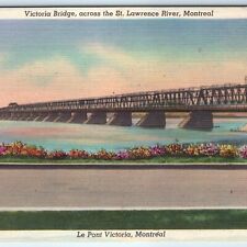 c1940s Montreal Quebec Canada Le Pont Victoria Bridge St. Lawrence PC River A230 picture