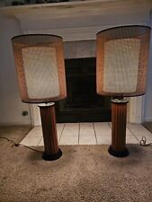 Vintage Mid-Century Lamp  Gruvwood With Original  Woven Shade Ca  picture