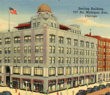 Sterling Building Chicago Illinois Insurance Flag Linen Vintage Postcard picture