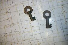 2 different~Antique Brass Barrel Lock Keys~ 1 Marked Fraim ~ Brass Hollow Barrel picture