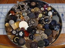 Estate Vintage Antique Buttons Glass Rhinestone Mop Plastic Metal Lot of 100+++ picture