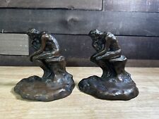 Vintage Pair Of Bronze Bookends “The Thinker” By W.B Weidlich picture