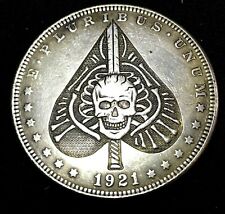 Ace of Spades Skull 💀 Novelty Good Luck Heads Tails Challenge Coin NEW picture