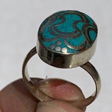 RARE ANCIENT MEDIEVAL ROMAN SILVER WARRIOR TURQUOISE RING STONE picture
