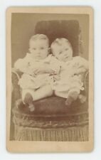 Antique ID'd CDV c1870s Adorable Twin Boys Named R.H. & E. Hutchinson Age 11 mo. picture
