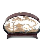 Vintage Chinese Cork And Wood Lacquer Diorama Display With Pandas picture