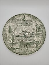 Vintage North Carolina The Tar Heel State Decorative Plate Green White 9.25 RARE picture