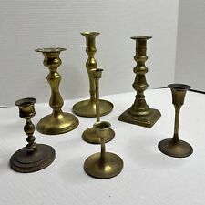 Mixed Lot of 7 Vintage Brass Candlesticks Holders Wedding Tablescape Set picture