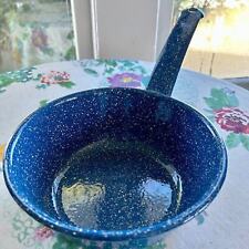 Vintage 70s Blue & White Speckled Enamelware 7.5” Skillet / Cookware Pan picture