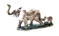 Inseparable  Elephant Hinged  Trinket / Jewelry Box Pewter Bejeweled Kingspoint picture