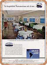 METAL SIGN - 1946 American Hospitality Takes to the Sea. Grace Line Vintage Ad picture