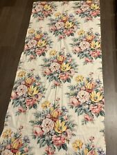 VTG 4 Panels Curtains Cottagecore Shabby Pink Floral Peonies Blue Green 32x76