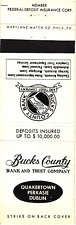 Quakertown Penna Bucks County Bank and Trust Company Vintage Matchbook Cover picture