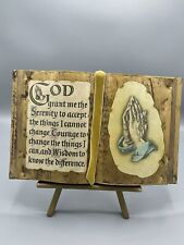 Jesus Praying Hands GOD GRANT ME THE WISDOM Prayer on Stand Gold Bible picture