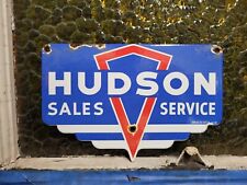VINTAGE HUDSON PORCELAIN SIGN OLD AUTOMOBILE DEALER CAR SALES SERVICE AMERICAN picture
