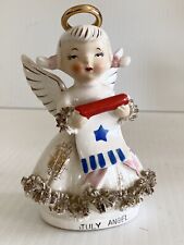 Vintage 1950's LEFTON 4th of July Birth month Angel Figurine Stamped On Bottom picture