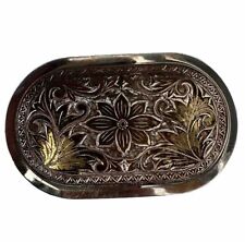 Western Engraved Floral Nickel Plated Etched Belt Buckle Silver Bronze Rodeo picture