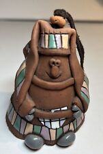Whimsical Clay Terakota Bell Folk Art Figural Pottery Clay picture