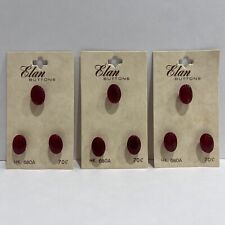 Elan Buttons HK 680A Vintage Maroon Oval Buttons 9 Buttons-3 on a card-Size 1/2” picture