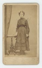 Antique ID'd CDV Circa 1870s Beautiful Young Woman in Dress Named Mrs Stacy picture