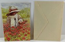 Vtg New 1982 Holly Hobbie Floral Poppies Greeting Card All Occasion Blank Inside picture