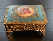 Vintage Ornate & Footed Limoges Trinket Jewelry Box picture