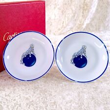 Vintage Cartier Small Bowl Limoges Porcelain Plate Panthere Set of 2 w/Case picture