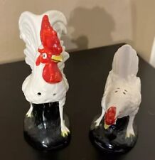 Vintage ceramic rooster and hen salt and pepper shaker. Unique Farmhouse Decor picture