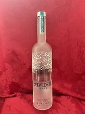 FLAWLESS Empty BELVEDERE Liter Glass VODKA BOTTLE White Tree Frosted Design VASE picture