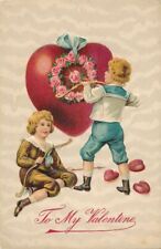 VALENTINE'S DAY - Children, Bows, Hearts and Flowers - 1915 picture