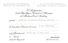 Romania, 1970, Vintage Gala Reception Invitation - Romanian Embassy of Germany picture