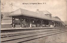 Postcard Railroad Train Depot Station in Livingston Manor, New York picture