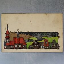 Church. Gilded watercolor - RARE Tsarist Russia postcard 1906s by YAKUNCHIKOVA⛪ picture
