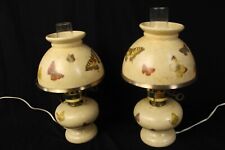 Pair Vintage Hurricane Lamps with Butterflies Pretty picture