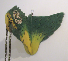 Vintage Plywood Cutout 3-D Hanging Wall Art Green Parrot 1960's picture