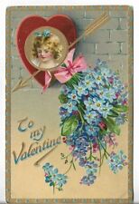 VTG Valentine Postcard - Tuck's To My Valentine Girl Inside Heart Blue dfserwe picture