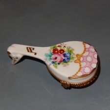 LIMOGES France Figural LUTE Guitar Harp Clasp Porcelain Hinged Trinket Box Music picture