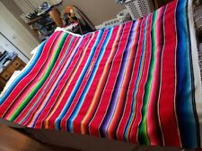 Vintage Mexican Saltillo Serape Woven Blanket Extremely Colorful Large 58x84 VGC picture