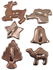 Vintage Copper Christmas Cookie Cutters, Lot of 6, used (B8) picture