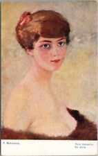 c1910s Polish PRETTY LADY Artist-Signed Postcard 