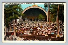 St. Petersburg FL Williams Park Bandshell Concert Florida c1931 Vintage Postcard picture