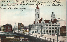 Nashville Tennessee TN Union Station Building Street View 1910 Vintage Postcard picture