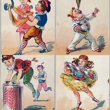 x4 SET c1880s Cute Children Gymnast Circus Performer Trade Cards Clown LOT C54 picture
