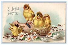 c1910's Easter Hatched Egg Chicks Flowers Clapsaddle (?) Embossed Postcard picture